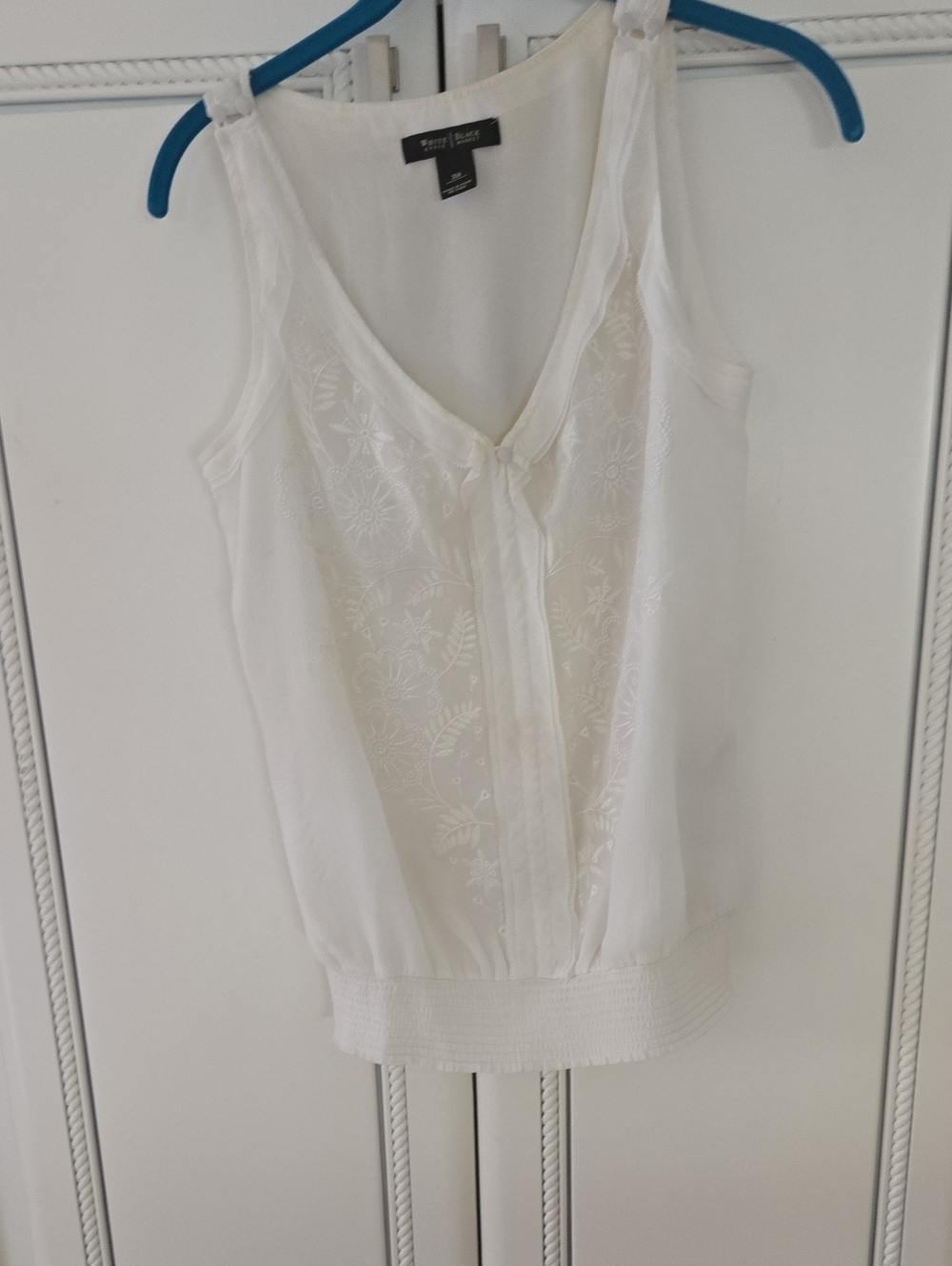 White House Black Market White Embroidered V-Neck Camisole